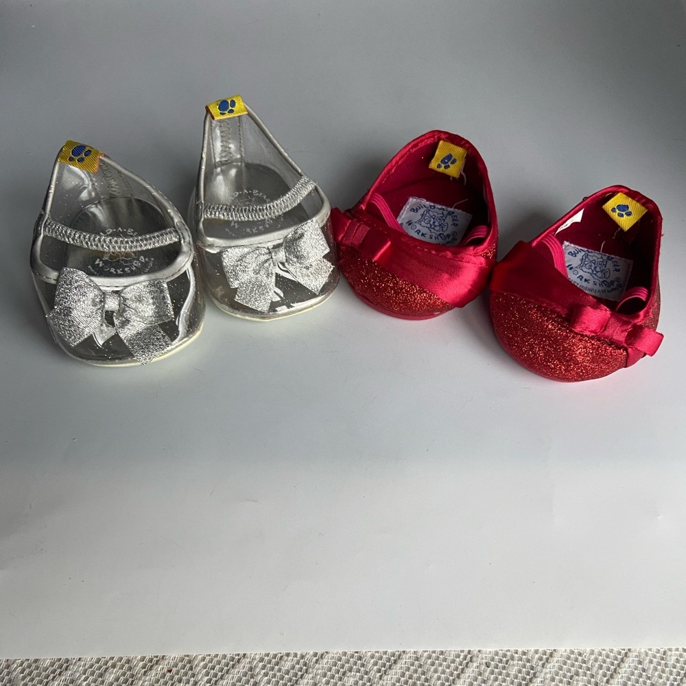 Red and Silver Glittery Build a Bear Shoes